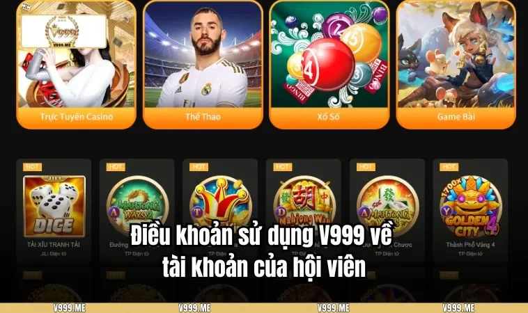 Điều Khoản Sử Dụng V999 3340 Điều khoản sử dụng V999 về tài khoản của hội viên