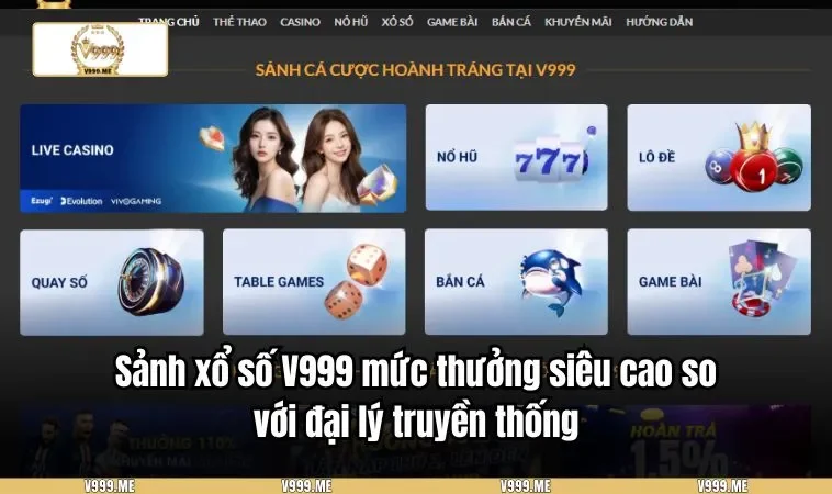 Xổ Số V999 3472 Sảnh xổ số V999 mức thưởng siêu cao so với đại lý truyền thống